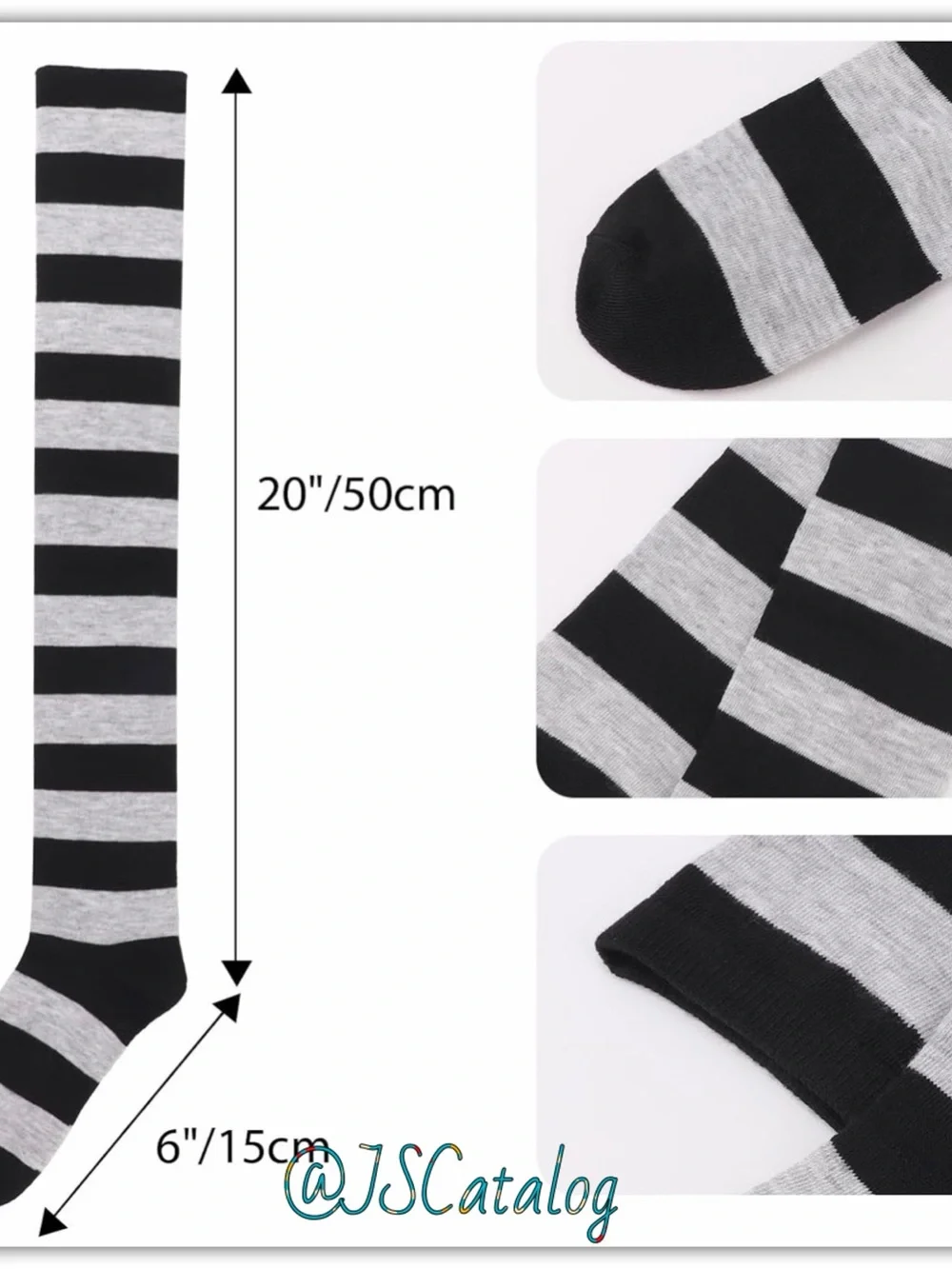 Striped Thighhigh Socks - Black & Gray